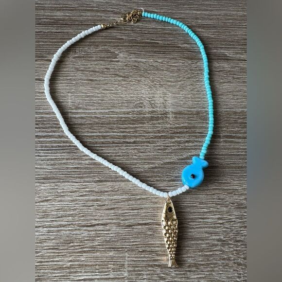 Blue Fish Pendant Necklace A1233 - Picture 4 of 6